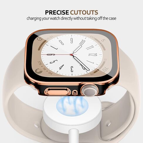 Screen Protector for Apple Watch Case Cover Series 9 SE 8 7 6 5 4 40mm 44mm 41mm 45mm Tempered Glass Waterproof PC Protective Bumper Face accessries for iwatch SE2 gen2 Women Men Midnight Blue 41 in Kuwait