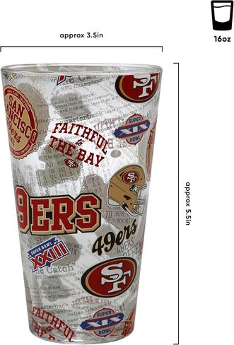 FOCO NFL للجنسين البالغين بشعار فريق الدوري الوطني لكرة القدم الأمريكية مشروب 16oz نصف لتر زجاج in Saudi Arabia