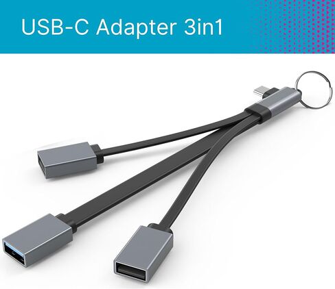 Visixa® USB Adapter - 3-in-1 USB C Adapter to USB - USB C to USB 3.0 and 2 x USB 2.0 - Cable Otg Adapter USB C - USB C to USB Adapter - For iPad MacBook Dell Samsung Galaxy Huawei in Saudi Arabia