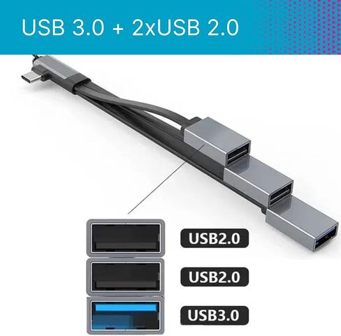 Visixa® USB Adapter - 3-in-1 USB C Adapter to USB - USB C to USB 3.0 and 2 x USB 2.0 - Cable Otg Adapter USB C - USB C to USB Adapter - For iPad MacBook Dell Samsung Galaxy Huawei in Saudi Arabia