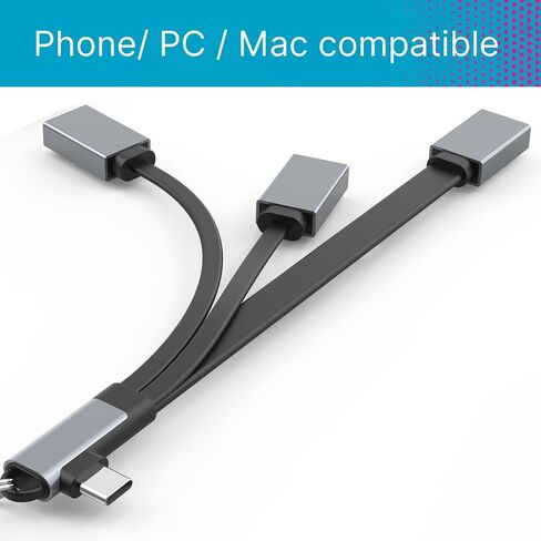 Visixa® USB Adapter - 3-in-1 USB C Adapter to USB - USB C to USB 3.0 and 2 x USB 2.0 - Cable Otg Adapter USB C - USB C to USB Adapter - For iPad MacBook Dell Samsung Galaxy Huawei in Saudi Arabia