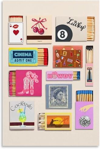 (Art-6) Retro Matchbook Wall Art Sea Aesthetic Print Trendy Collage Poster Funky Wall Decor Vintage Room Decor Aesthetic 12x18inch Unframed in Saudi Arabia
