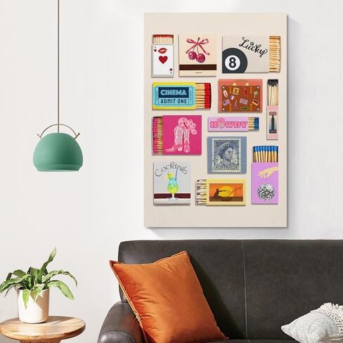 (Art-6) Retro Matchbook Wall Art Sea Aesthetic Print Trendy Collage Poster Funky Wall Decor Vintage Room Decor Aesthetic 12x18inch Unframed in Saudi Arabia