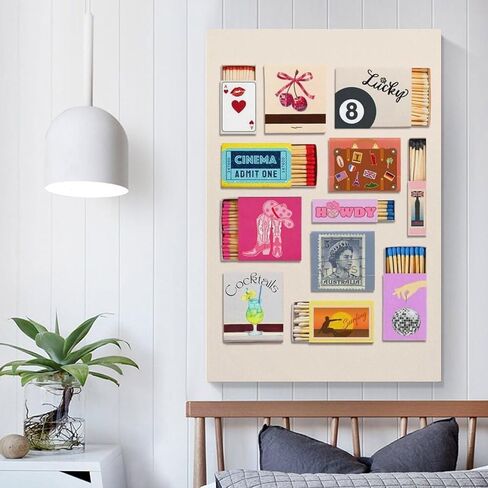 (Art-6) Retro Matchbook Wall Art Sea Aesthetic Print Trendy Collage Poster Funky Wall Decor Vintage Room Decor Aesthetic 12x18inch Unframed in Saudi Arabia