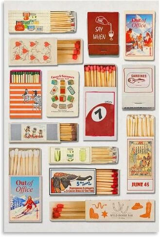 (Art-6) Retro Matchbook Wall Art Sea Aesthetic Print Trendy Collage Poster Funky Wall Decor Vintage Room Decor Aesthetic 12x18inch Unframed in Saudi Arabia