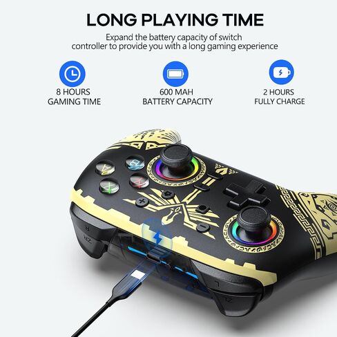 وحدات تحكم التبديل AROEVEIB، وحدة تحكم Switch Pro تدعم الاهتزاز المزدوج/التحكم في الحركة/6 محاور جيروسكوبية، متوافقة مع Nintendo Switch/Switch Lite/OLED in Kuwait