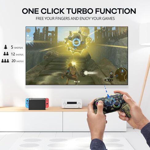 وحدات تحكم التبديل AROEVEIB، وحدة تحكم Switch Pro تدعم الاهتزاز المزدوج/التحكم في الحركة/6 محاور جيروسكوبية، متوافقة مع Nintendo Switch/Switch Lite/OLED in Kuwait