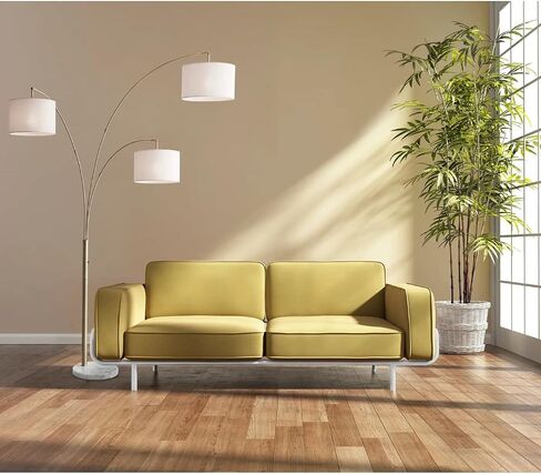 Adesso 4250-22 Bowery 3-Arm Arc Lamp, 74 in, 3 x 100W Incandescent/26W CFL, Brushed Steel Finish, 1 Floor Lamp , Grey in Saudi Arabia