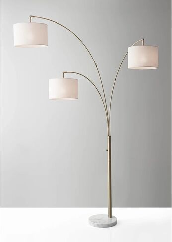 Adesso 4250-22 Bowery 3-Arm Arc Lamp, 74 in, 3 x 100W Incandescent/26W CFL, Brushed Steel Finish, 1 Floor Lamp , Grey in Saudi Arabia
