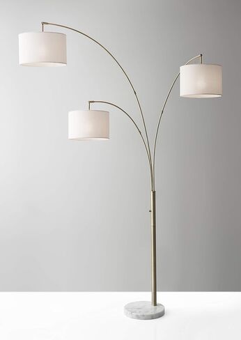 Adesso 4250-22 Bowery 3-Arm Arc Lamp, 74 in, 3 x 100W Incandescent/26W CFL, Brushed Steel Finish, 1 Floor Lamp , Grey in Saudi Arabia