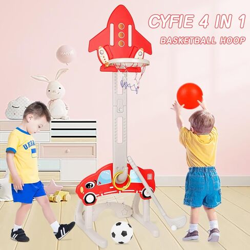 حلقة كرة السلة للأطفال من CYFIE، حلقة كرة سلة قابلة للتعديل 4 في 1، هدف كرة القدم، لعبة الجولف والرمي الدائري، مجموعة مركز أنشطة الأطفال الصغار، هدايا ألعاب للفتيات والأولاد والرياضات الداخلية والخارجية (أزرق) in Kuwait