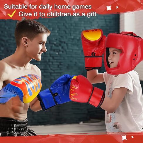مجموعة ملاكمة للأطفال 13 قطعة تتضمن قفازات الملاكمة وأغطية الرأس وكرة الملاكمة وعصابة الرأس وخوذة الملاكمة وأغطية اليد الرياضية وواقي الفم معدات الملاكمة التايكوندو للأطفال من سن 6 إلى 18 عامًا in Kuwait