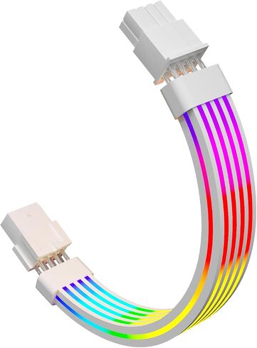 كابل Sirlyr RGB 12VHPWR، كابلات PCIE 5.0 RGB PSU، وصلة GPU ARGB 16 دبوس - محول 90 درجة ذكر إلى ذكر لبطاقة رسومات RTX 3090Ti 4080Ti 4090 600W إلى مصدر طاقة ATX 3.0، 27 بوصة باللون الأبيض in Kuwait