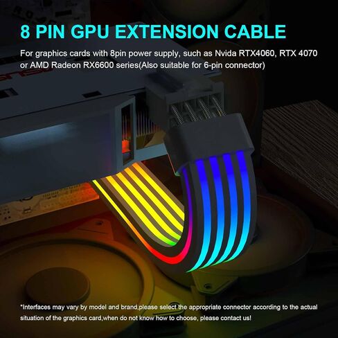 كابل Sirlyr RGB 12VHPWR، كابلات PCIE 5.0 RGB PSU، وصلة GPU ARGB 16 دبوس - محول 90 درجة ذكر إلى ذكر لبطاقة رسومات RTX 3090Ti 4080Ti 4090 600W إلى مصدر طاقة ATX 3.0، 27 بوصة باللون الأبيض in Kuwait