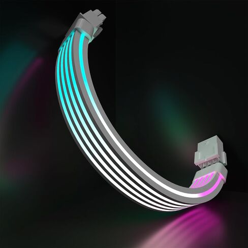 كابل Sirlyr RGB 12VHPWR، كابلات PCIE 5.0 RGB PSU، وصلة GPU ARGB 16 دبوس - محول 90 درجة ذكر إلى ذكر لبطاقة رسومات RTX 3090Ti 4080Ti 4090 600W إلى مصدر طاقة ATX 3.0، 27 بوصة باللون الأبيض in Kuwait