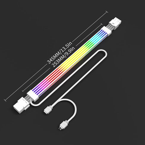 كابل Sirlyr RGB 12VHPWR، كابلات PCIE 5.0 RGB PSU، وصلة GPU ARGB 16 دبوس - محول 90 درجة ذكر إلى ذكر لبطاقة رسومات RTX 3090Ti 4080Ti 4090 600W إلى مصدر طاقة ATX 3.0، 27 بوصة باللون الأبيض in Kuwait