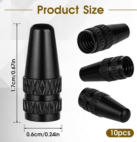 Prasacco 10 Packs Bike Valve Stem Caps, Black Bike Valve Caps Aluminum Bike Valve Stem Caps Bicycle Tire Air Dust Stem Covers Bicycle Bike Tire Caps for Bike and Bicycle Motorcycles in Saudi Arabia