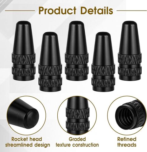 Prasacco 10 Packs Bike Valve Stem Caps, Black Bike Valve Caps Aluminum Bike Valve Stem Caps Bicycle Tire Air Dust Stem Covers Bicycle Bike Tire Caps for Bike and Bicycle Motorcycles in Saudi Arabia