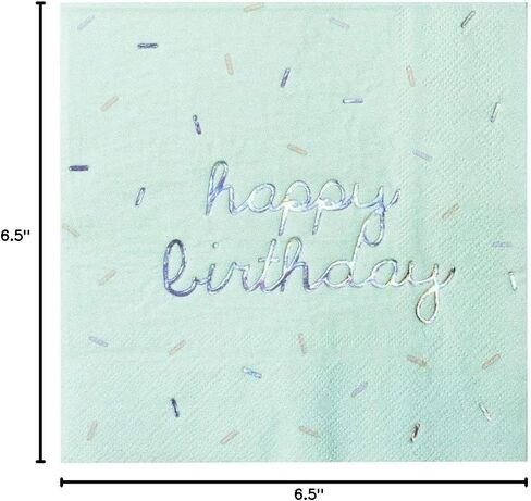 Harlow & Grey Sprinkles - Happy Birthday Napkins, 24 Napkin, Multi-Color Pack, Birthday, Kids Party, Baby’s Birthday - Disposable Paper Napkins (Bright) in Kuwait