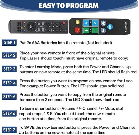 زر كبير للتحكم عن بعد في التلفاز للتحكم عن بعد | جهاز التحكم عن بعد لكبار السن، للأشخاص الذين يعانون من الخرف، جهاز التحكم عن بعد بالأشعة تحت الحمراء (أسود) in Kuwait
