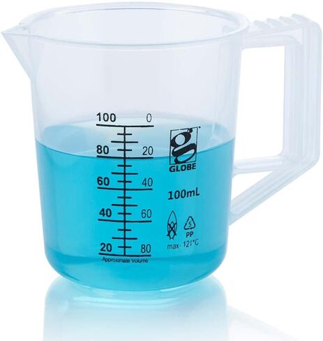 Globe Scientific 3654-100 Diamond Essentials PP Griffin Style Low Form Beaker with Handle, Printed Graduations, PP, 100ml Capacity in Saudi Arabia