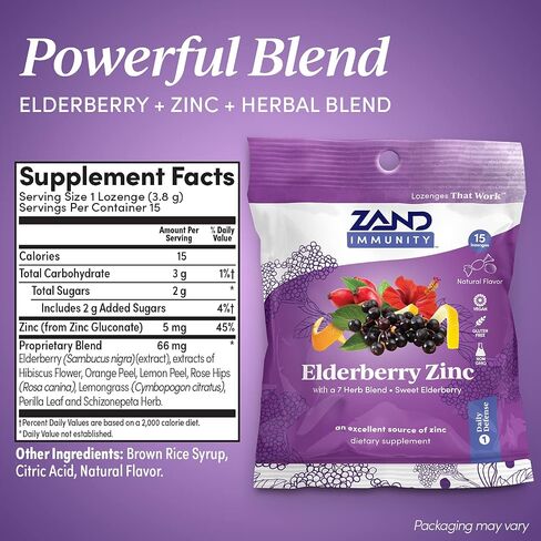 Elderberry Zinc Herbal Lozenges 5 MG Zinc Sweet Elderberry (15 Lozenges) in Saudi Arabia