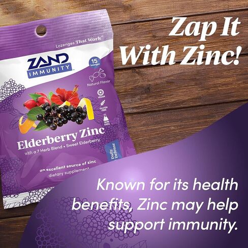 Elderberry Zinc Herbal Lozenges 5 MG Zinc Sweet Elderberry (15 Lozenges) in Saudi Arabia