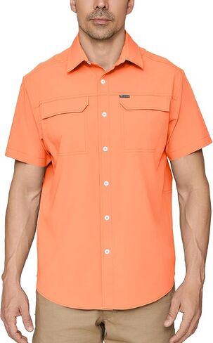 PIQIDIG Men's UPF 50+ Sun Protection Shirt Short Sleeve Hiking Fishing Shirt Quick Dry for Safari Travel Button Down Shirts in Kuwait