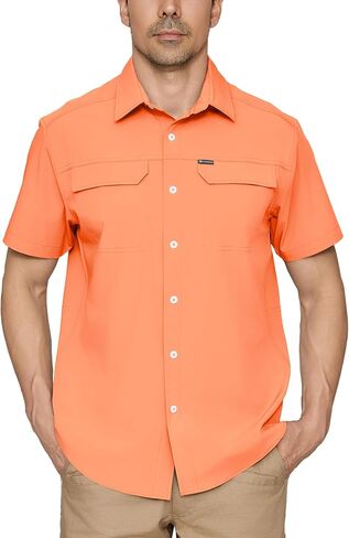 PIQIDIG Men's UPF 50+ Sun Protection Shirt Short Sleeve Hiking Fishing Shirt Quick Dry for Safari Travel Button Down Shirts in Kuwait