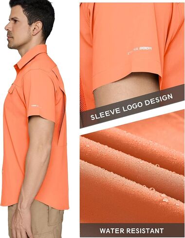 PIQIDIG Men's UPF 50+ Sun Protection Shirt Short Sleeve Hiking Fishing Shirt Quick Dry for Safari Travel Button Down Shirts in Kuwait