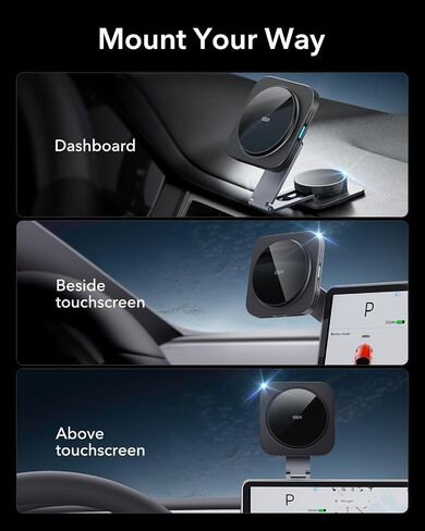 ESR for Qi2 15W MagSafe Car Mount Charger, Qi2-Certified MagSafe Car Charger, Dashboard Magnetic Wireless Car Charger Mount, for iPhone 15/14/13/12 Series, Fast Charging, Car Accessories, Black in Saudi Arabia
