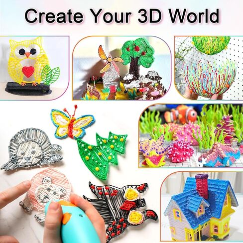 3D Pen Filament Refills 45 Colors, 16 Ft Per Color Total 720 Ft 1.75mm PLA 3D Doodler Pen Refills for Create Model Art with 4 Finger Caps Compatible with Most 3D Printing Pens in Saudi Arabia