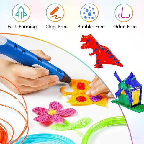 3D Pen Filament Refills 45 Colors, 16 Ft Per Color Total 720 Ft 1.75mm PLA 3D Doodler Pen Refills for Create Model Art with 4 Finger Caps Compatible with Most 3D Printing Pens in Saudi Arabia