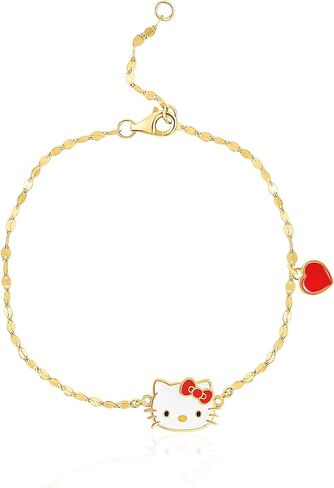 Hello Kitty Sanrio Womens My Melody Bracelet 6.5"+1" Official License, 14kt Gold Flash-Plated Sterling Silver Bracelet in Saudi Arabia