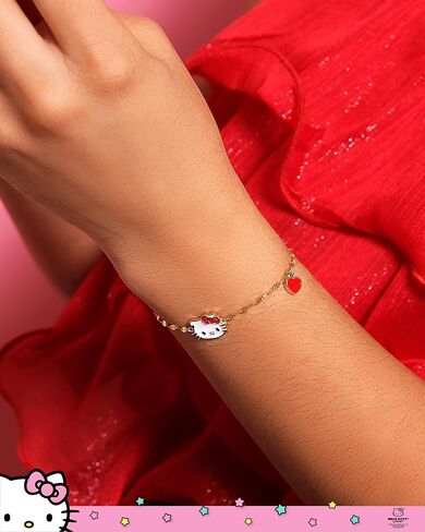 Hello Kitty Sanrio Womens My Melody Bracelet 6.5"+1" Official License, 14kt Gold Flash-Plated Sterling Silver Bracelet in Saudi Arabia