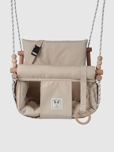 Baby Swing Indoor Outdoor Toddler Swing with Seat Belt Wooden Baby Hanging Swing (Light Brown) in Saudi Arabia