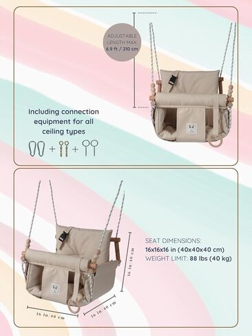 Baby Swing Indoor Outdoor Toddler Swing with Seat Belt Wooden Baby Hanging Swing (Light Brown) in Saudi Arabia