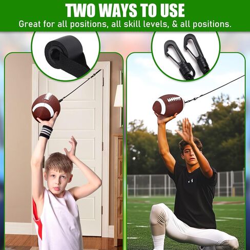 TOBWOLF Football Throw Trainer, Football Bungee Catching Trainer with Pump Size 6 Fits Ages 11+ Youth, Bounce Back Leather Football Improving Enhance Solo Passing Catching Skills Indoors & Outdoors in Saudi Arabia