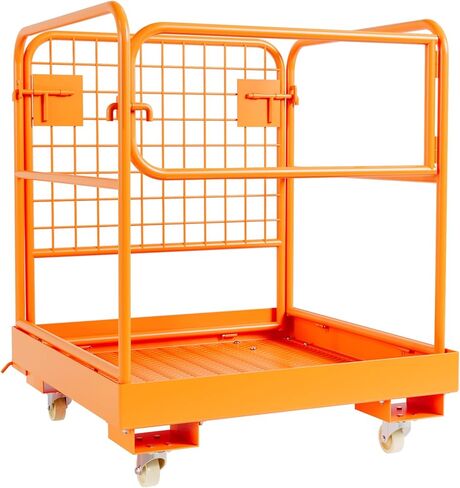 36" x 36" Forklift Safety Cage, Forklift Man Basket 1200 Lbs Capacity, Folding Forklift Work Platform with 4 Wheels, Collapsible Platform Lift Basket for Most Aerial Jobs in Kuwait