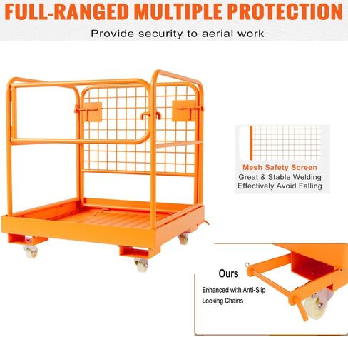 36" x 36" Forklift Safety Cage, Forklift Man Basket 1200 Lbs Capacity, Folding Forklift Work Platform with 4 Wheels, Collapsible Platform Lift Basket for Most Aerial Jobs in Kuwait