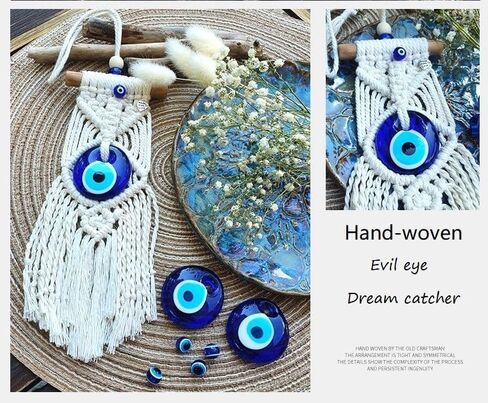 WindAngel عين الشر المنسوجة يدويًا Boho Dream Catchers ديكور للتعليق على الحائط لغرفة النوم والمنزل وغرفة النوم (سحري) in Saudi Arabia