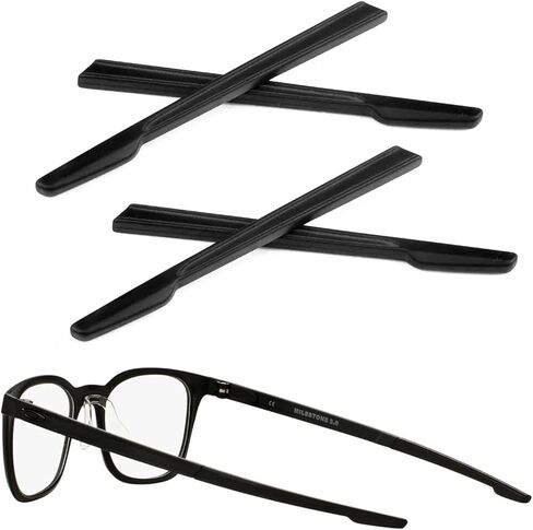 أكمام معبد بديلة لنظارات Oakley Milestone OX8036 OX8038/Milestone 2.0 OX8047/Milestone 3.0 OX8093، أكمام أذن مطاطية سوداء in Saudi Arabia