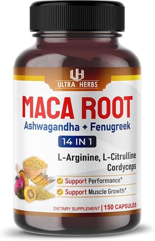 Peruana Maca Root Black, Red, Yellow 17,700mg | Maca Root Capsules Enhanced with Ginseng, Ashwagandha, Fenugreek | Support Stamina, Performance & Mood | 150 Capsules in Saudi Arabia