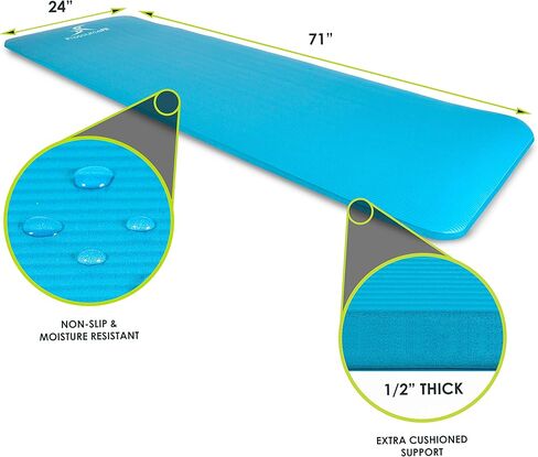 بساط تمارين اليوجا البيلاتيس السميك للغاية من بروسورس فيت، بساط تمرين مبطن للمنزل، بساط يوجا غير قابل للشرب للرجال والنساء in Kuwait