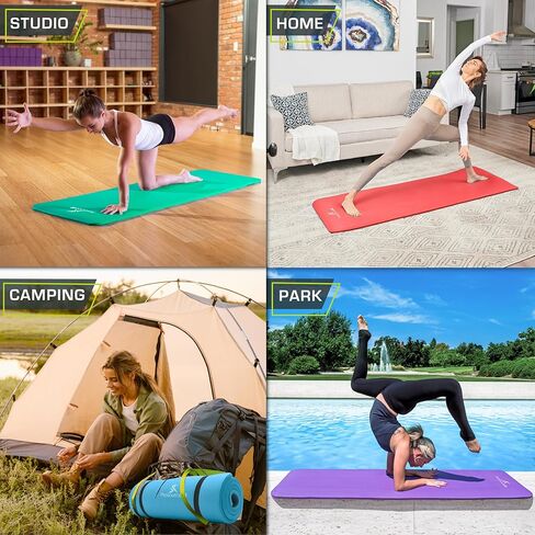 بساط تمارين اليوجا البيلاتيس السميك للغاية من بروسورس فيت، بساط تمرين مبطن للمنزل، بساط يوجا غير قابل للشرب للرجال والنساء in Kuwait
