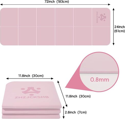 Foldable Yoga Mat for Travel -72''x24'' Portable 6mm/8mm Thick Fitness&Exercise Mat with Storage Bag, Non-Slip TPE Folding Workout Mat for Yoga, Pilates, Stretching, Home Fitness in Saudi Arabia