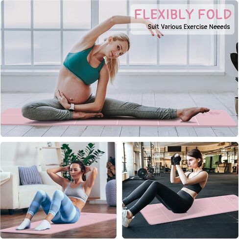 Foldable Yoga Mat for Travel -72''x24'' Portable 6mm/8mm Thick Fitness&Exercise Mat with Storage Bag, Non-Slip TPE Folding Workout Mat for Yoga, Pilates, Stretching, Home Fitness in Saudi Arabia