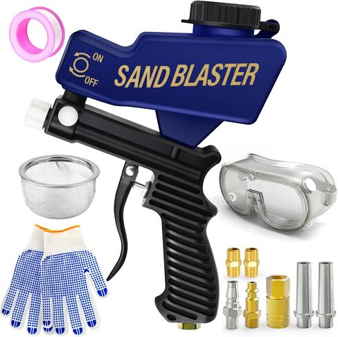 TAILONZ PNEUMATIC Portable Air Sand Blaster Gun Kit for Air Compressor Remove Paint, Rust, Stains, and Grime from Metal and Wood Surfaces in Saudi Arabia