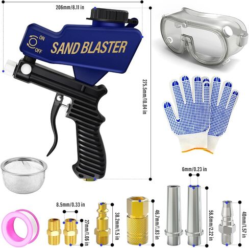 TAILONZ PNEUMATIC Portable Air Sand Blaster Gun Kit for Air Compressor Remove Paint, Rust, Stains, and Grime from Metal and Wood Surfaces in Saudi Arabia