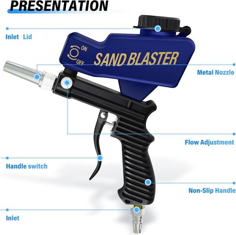 TAILONZ PNEUMATIC Portable Air Sand Blaster Gun Kit for Air Compressor Remove Paint, Rust, Stains, and Grime from Metal and Wood Surfaces in Saudi Arabia